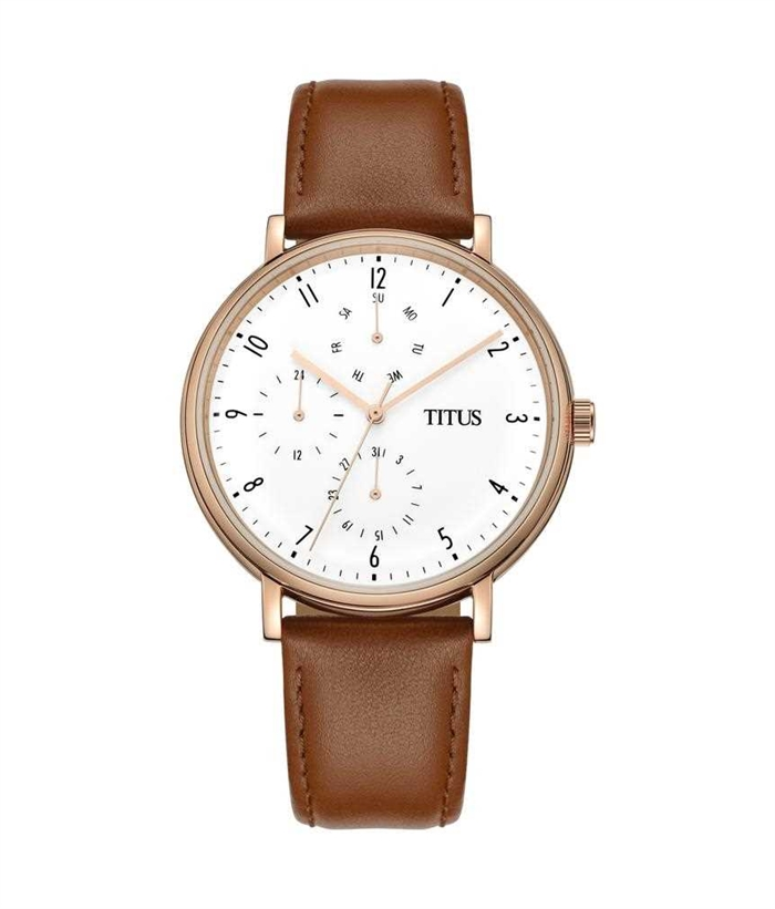 [MEN] Solvil et Titus Interlude Multi-Function Quartz Leather Watch [W06-03041-004]