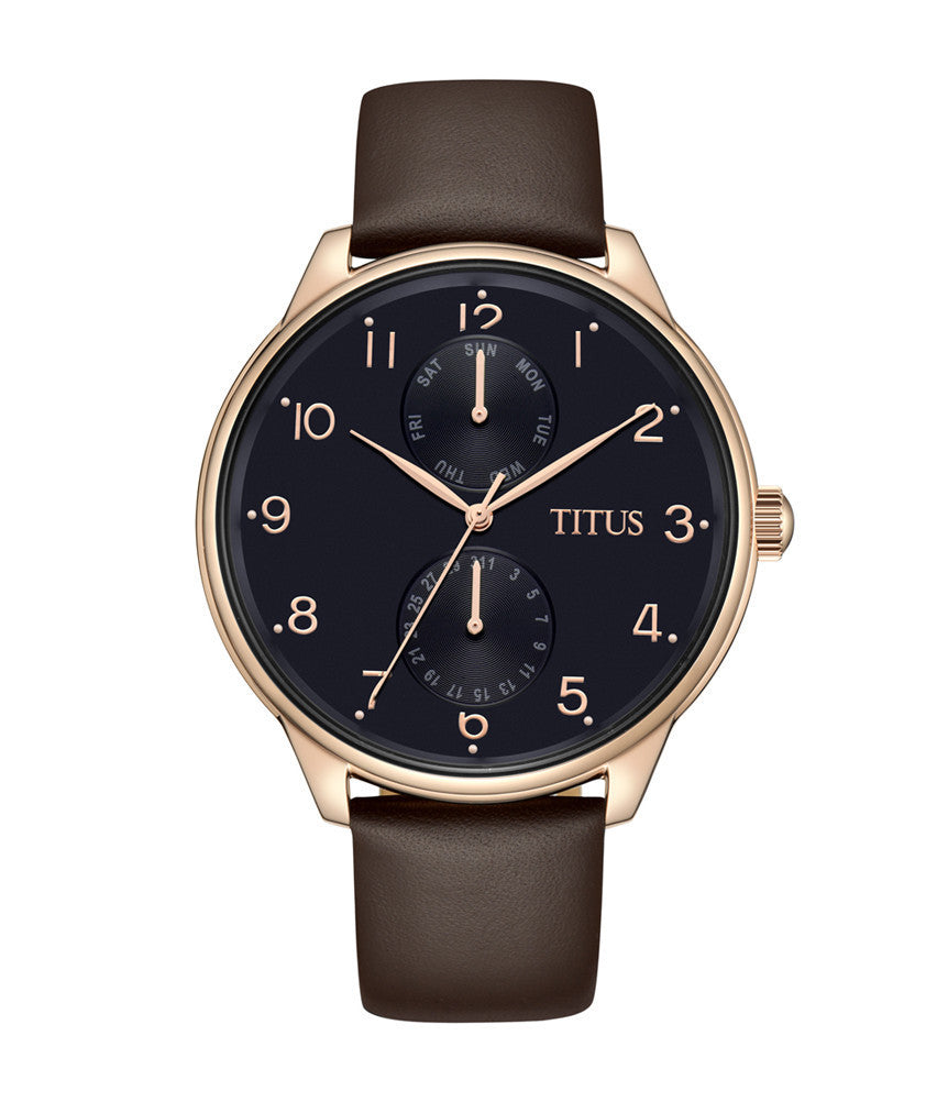 [MEN] Solvil et Titus Interlude Multi-Function Quartz Leather Watch [W06-03080-004]
