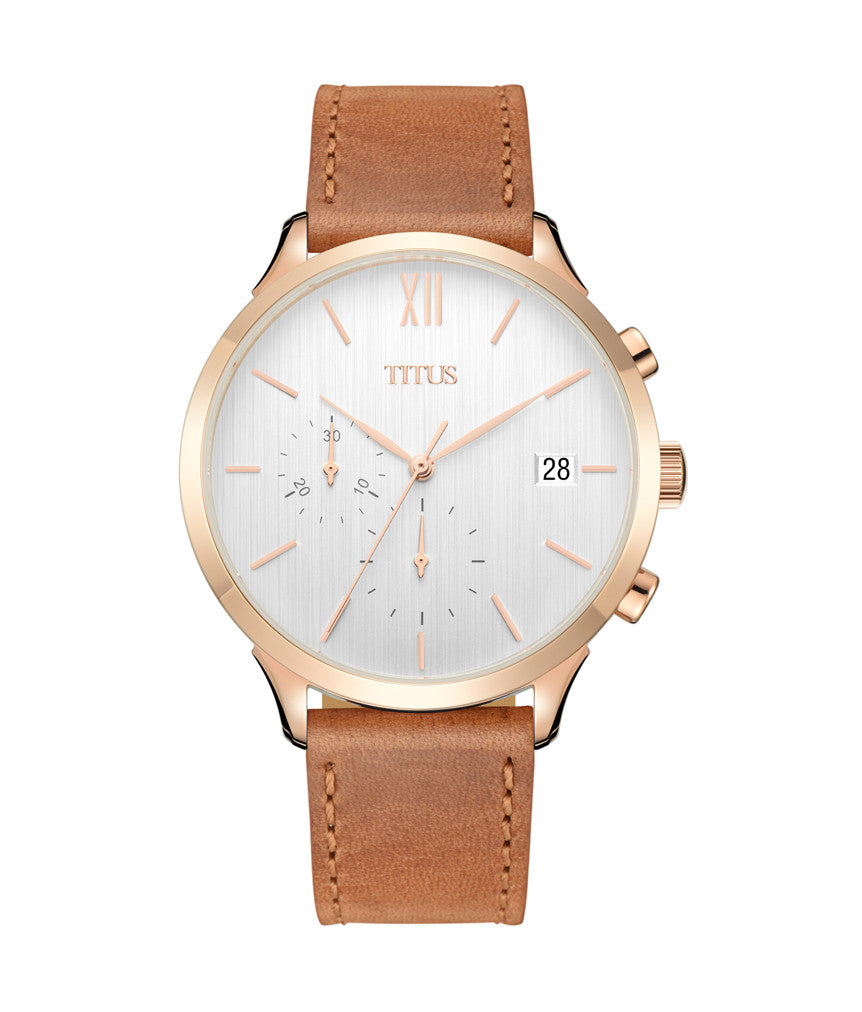 [UNISEX] Solvil et Titus Interlude Chronograph Quartz Leather Watch [W06-03101-004]