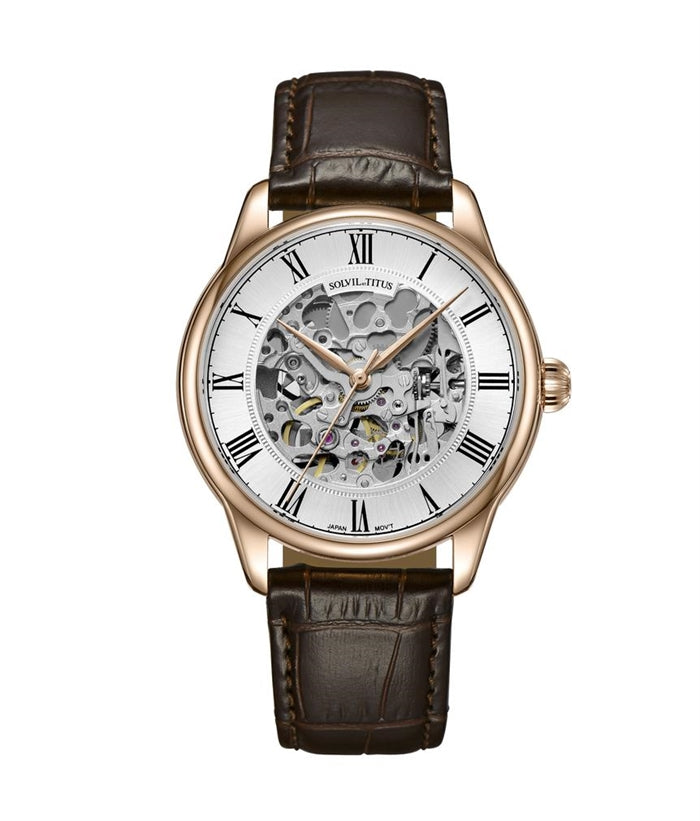 [MEN] Solvil et Titus Enlight 3 Hands Mechanical Leather Watch [W06-03234-004]