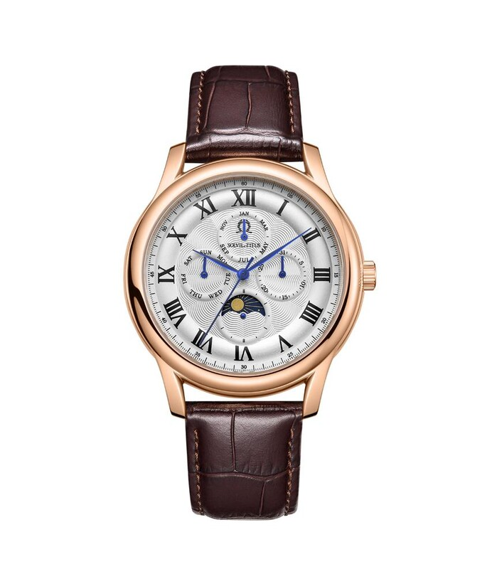 [MEN] Solvil et Titus Classicist Multi-Function with Day Night Indicator Quartz Leather Watch [W06-03322-003]