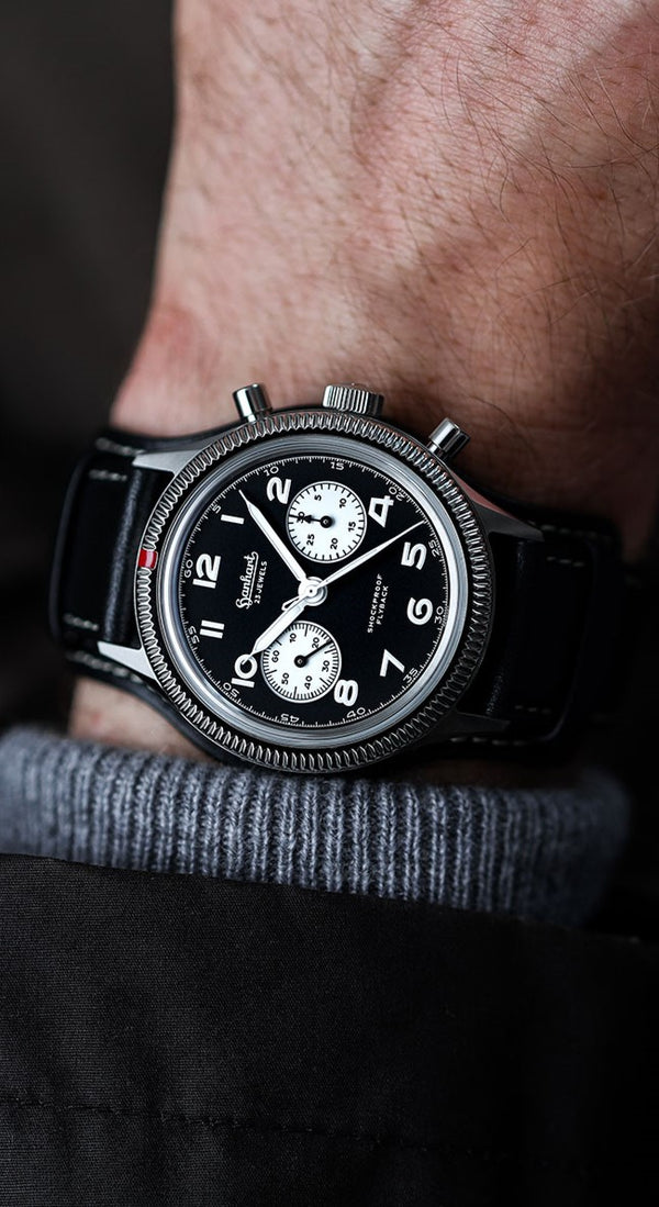 [MEN] Hanhart 417 ES Flyback Reverse Panda 42 [H721.211-7010-C]