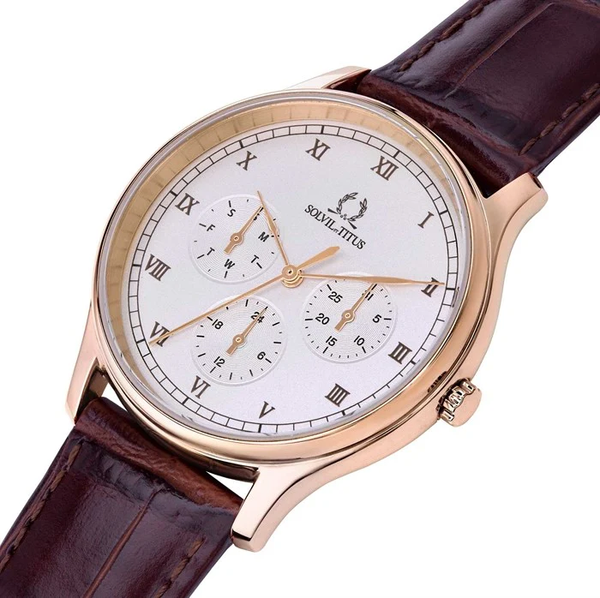 [WOMEN] Solvil et Titus Classicist Multi-Function Quartz Leather Watch [W06-03257-002]