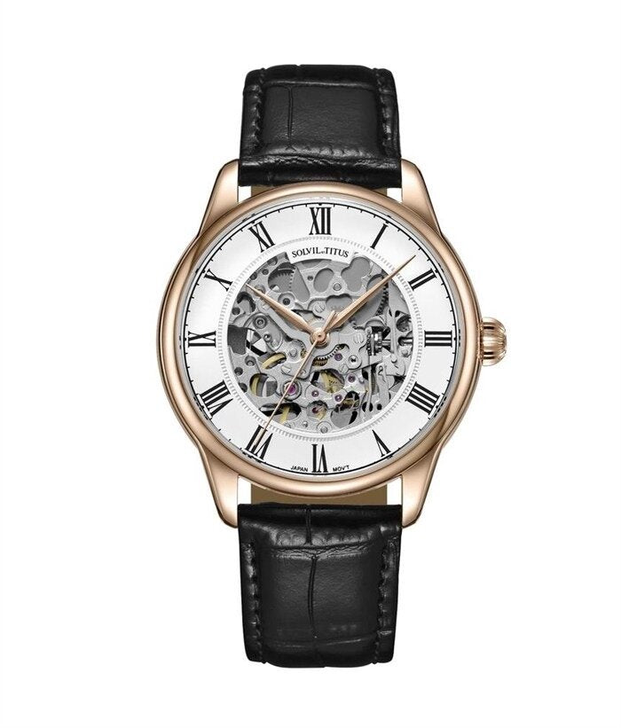 [MEN] Solvil et Titus Exquisite 3 Hands Automatic Leather Watch [W06-03234-003]