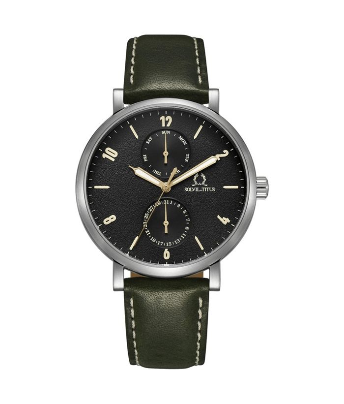 [MEN] Solvil et Titus Classicist 3 Hands Date Quartz Leather Watch [W06-03222-001]