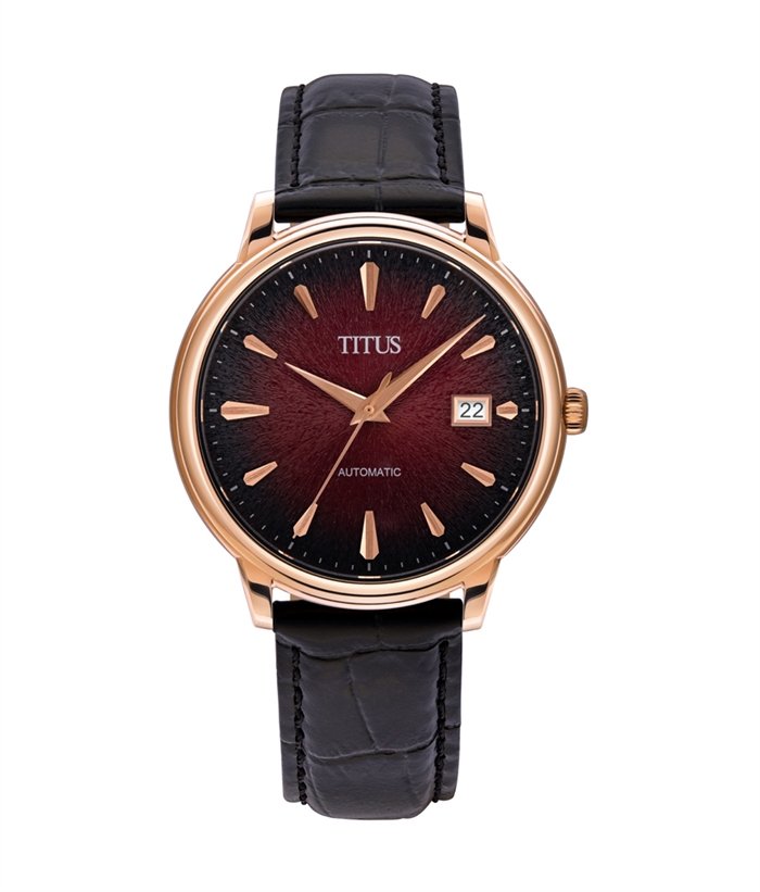 MEN] Solvil et Titus The Dawn 3 Hands Date Automatic Leather Watch 