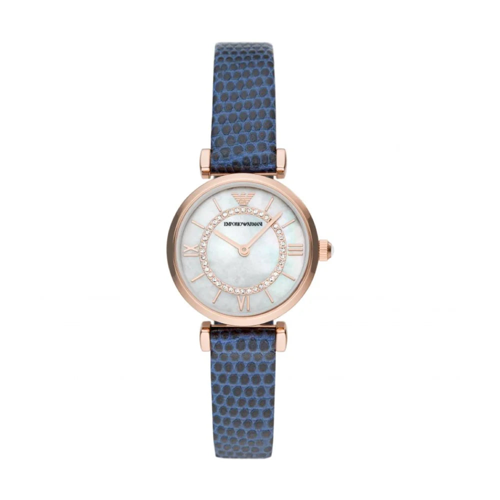 [WOMEN] Emporio Armani Two-Hand Blue Leather Watch [AR11468]