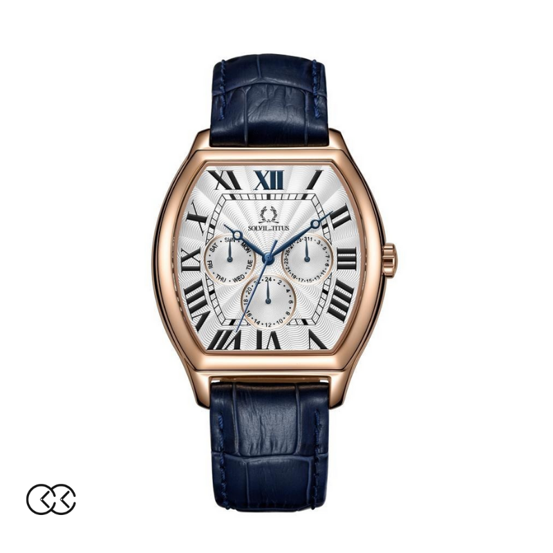 [MEN] Solvil et Titus Classicist Multi-Function Quartz Leather Watch [W06-03212-005]