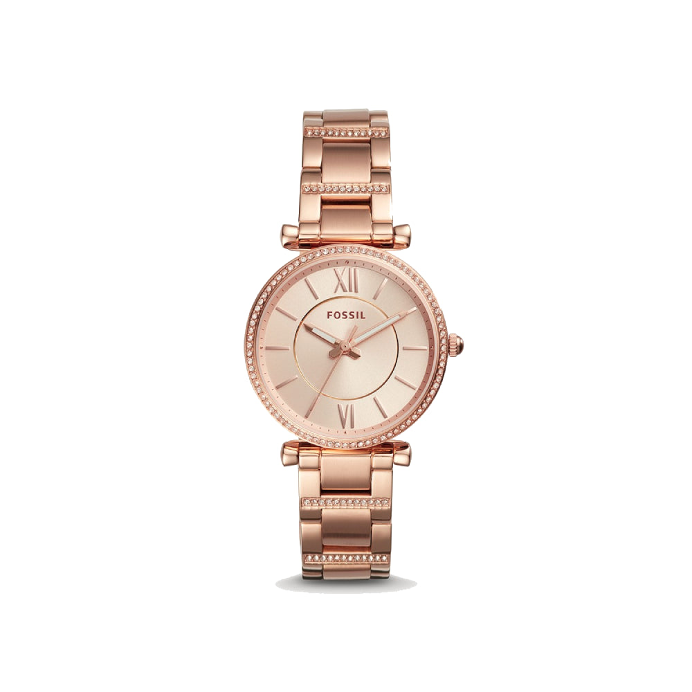 [WOMEN] Fossil Carlie Three-Hand Rose Gold-Tone Stainless Steel Watch [ES4301]