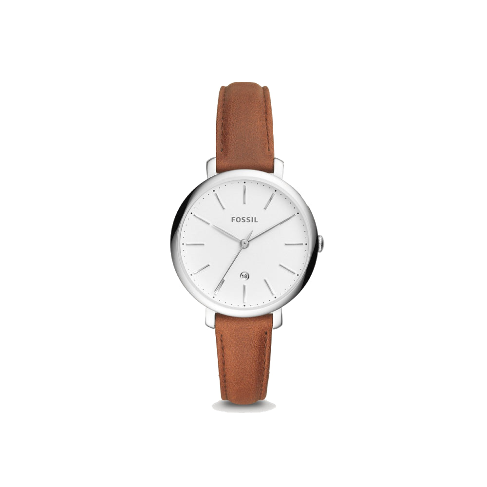 [WOMEN] Fossil Jacqueline Three-Hand Date Brown Leather Watch [ES4368]