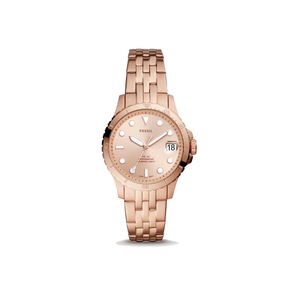 [WOMEN] Fossil FB-01 Three-Hand Date Rose Gold-Tone Stainless Steel Watch [ES4748]