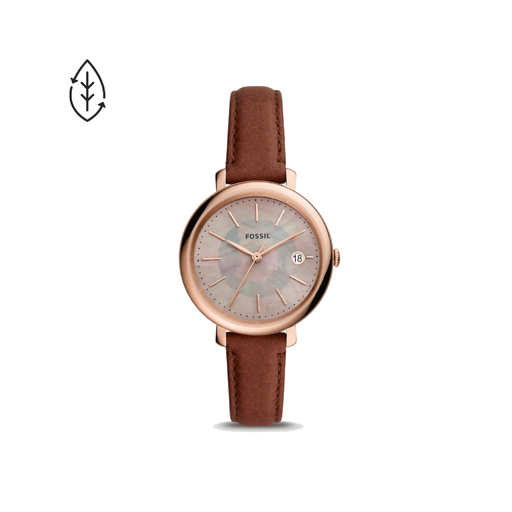 [WOMEN] Fossil Jacqueline Solar-powered Medium Brown Eco Leather Watch [ES5121]