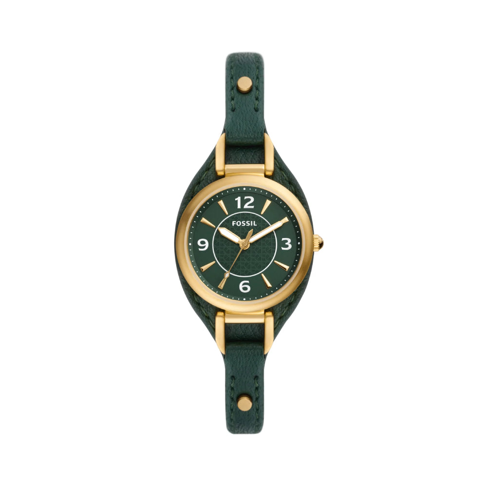 Fossil green leather watch sale