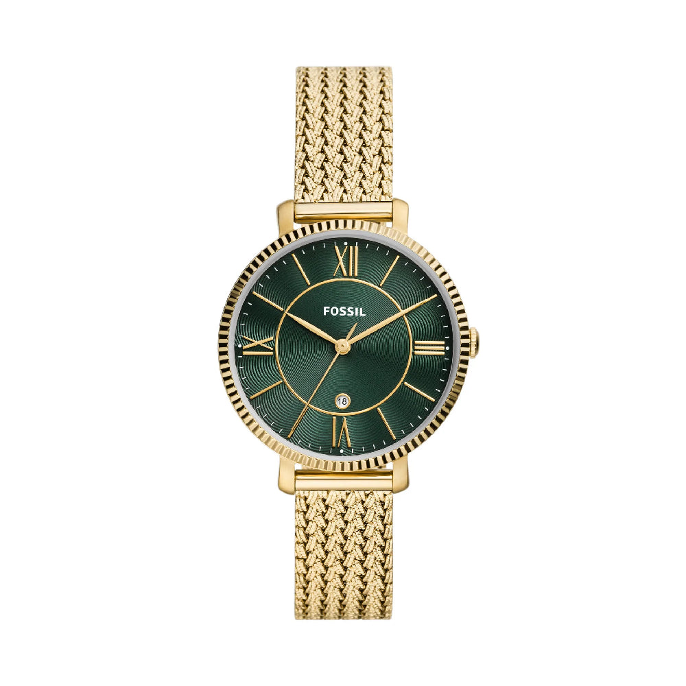 [WOMEN] Fossil Jacqueline Three-Hand Date Gold-Tone Stainless Steel Watch [ES5242]