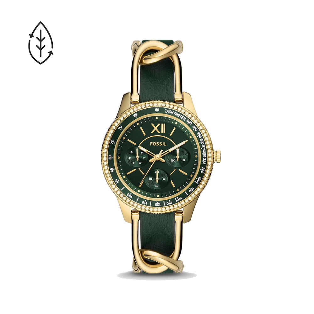 [WOMEN] Fossil Stella Multifunction Green Eco Leather Watch [ES5243]
