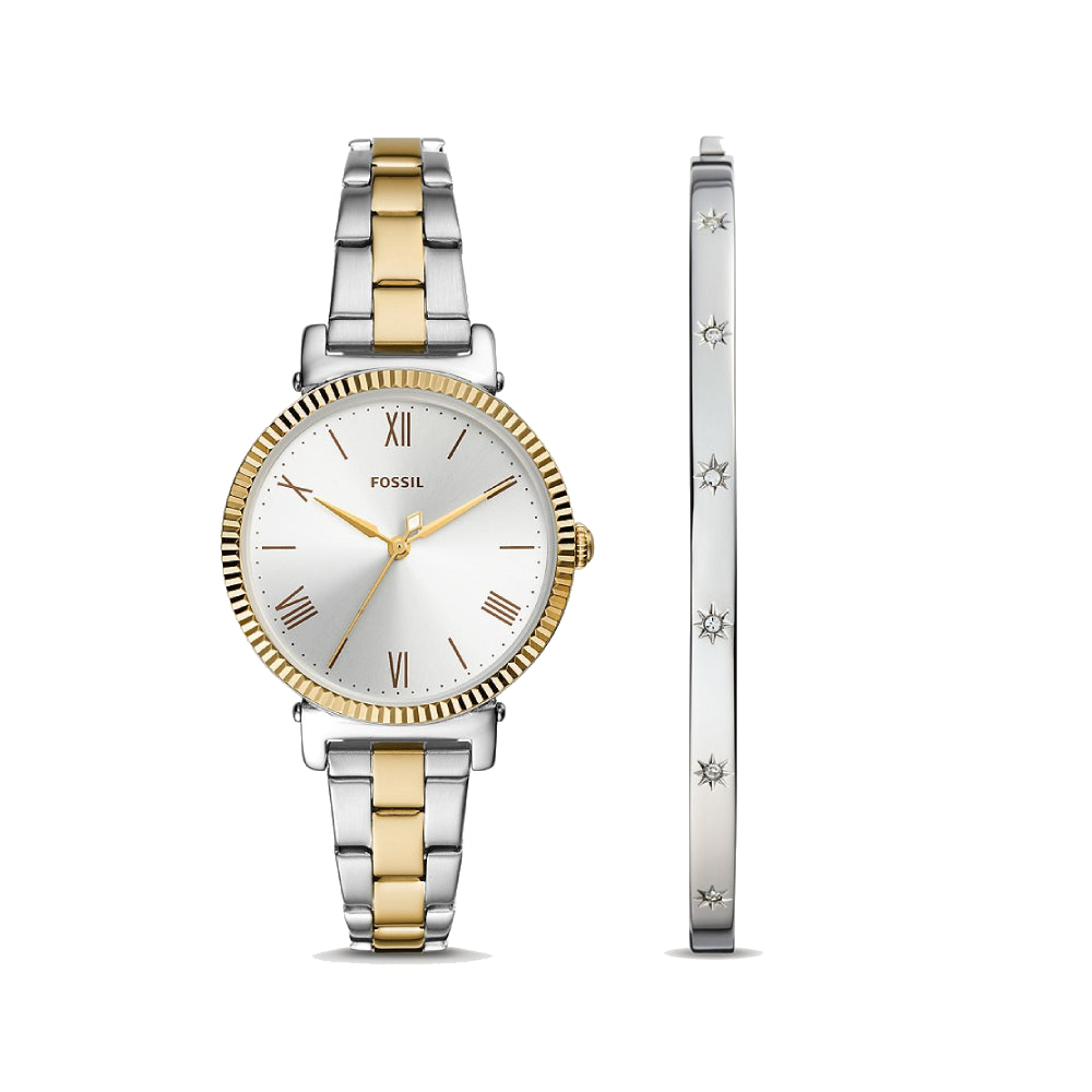 [WOMEN] Fossil Daisy Three-Hand Two-Tone Stainless Steel Watch and Bracelet Set [ES5249SET]