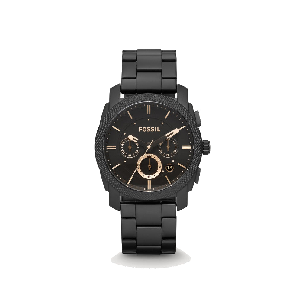 [MEN] Fossil Machine Mid-Size Chronograph Black Stainless Steel Watch [FS4682IE]