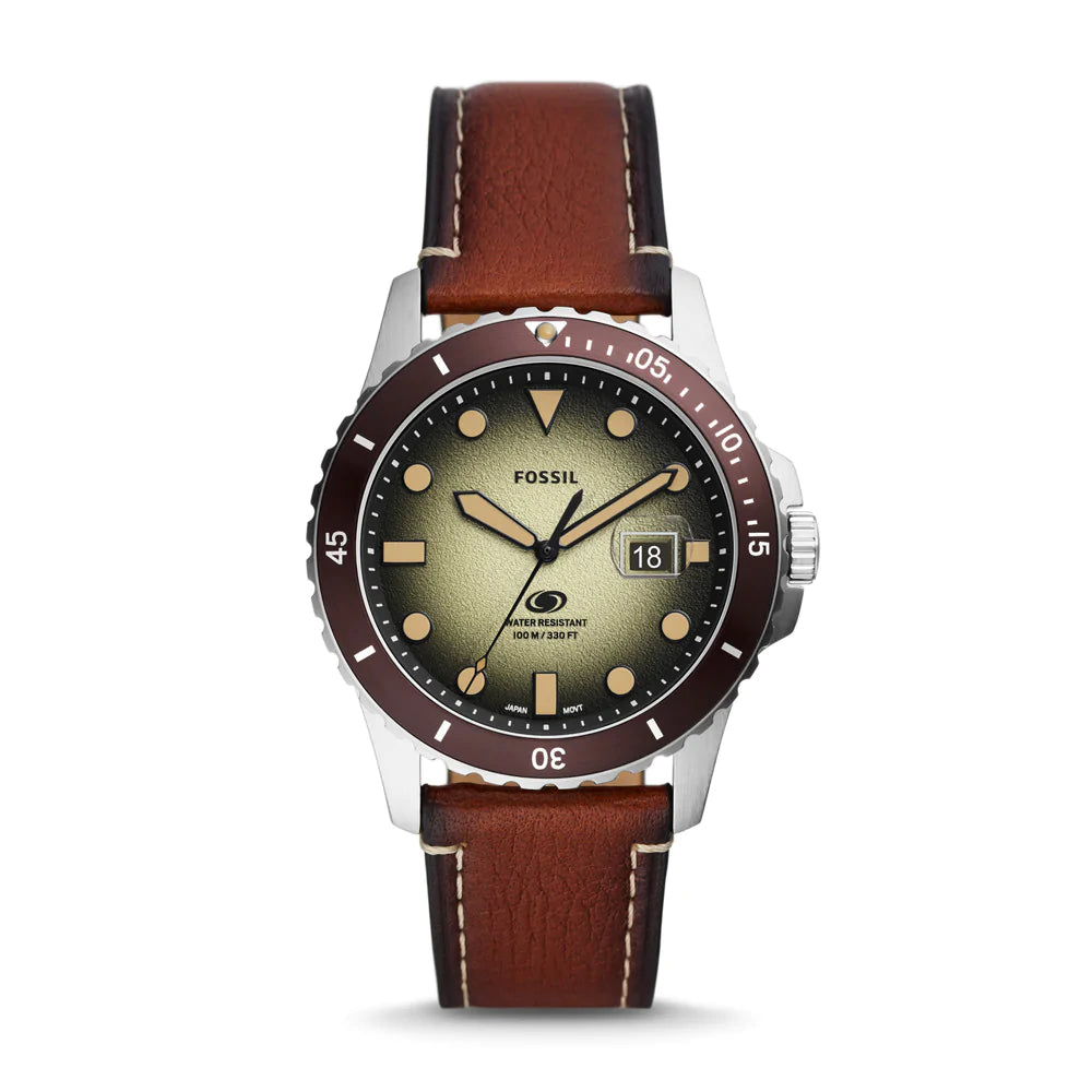 [MEN] Fossil Blue Three-Hand Date Brown Eco Leather Watch [FS5961]