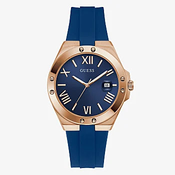 [MEN] GUESS Rose Gold Tone Case Blue Silicone Watch [GW0388G3]