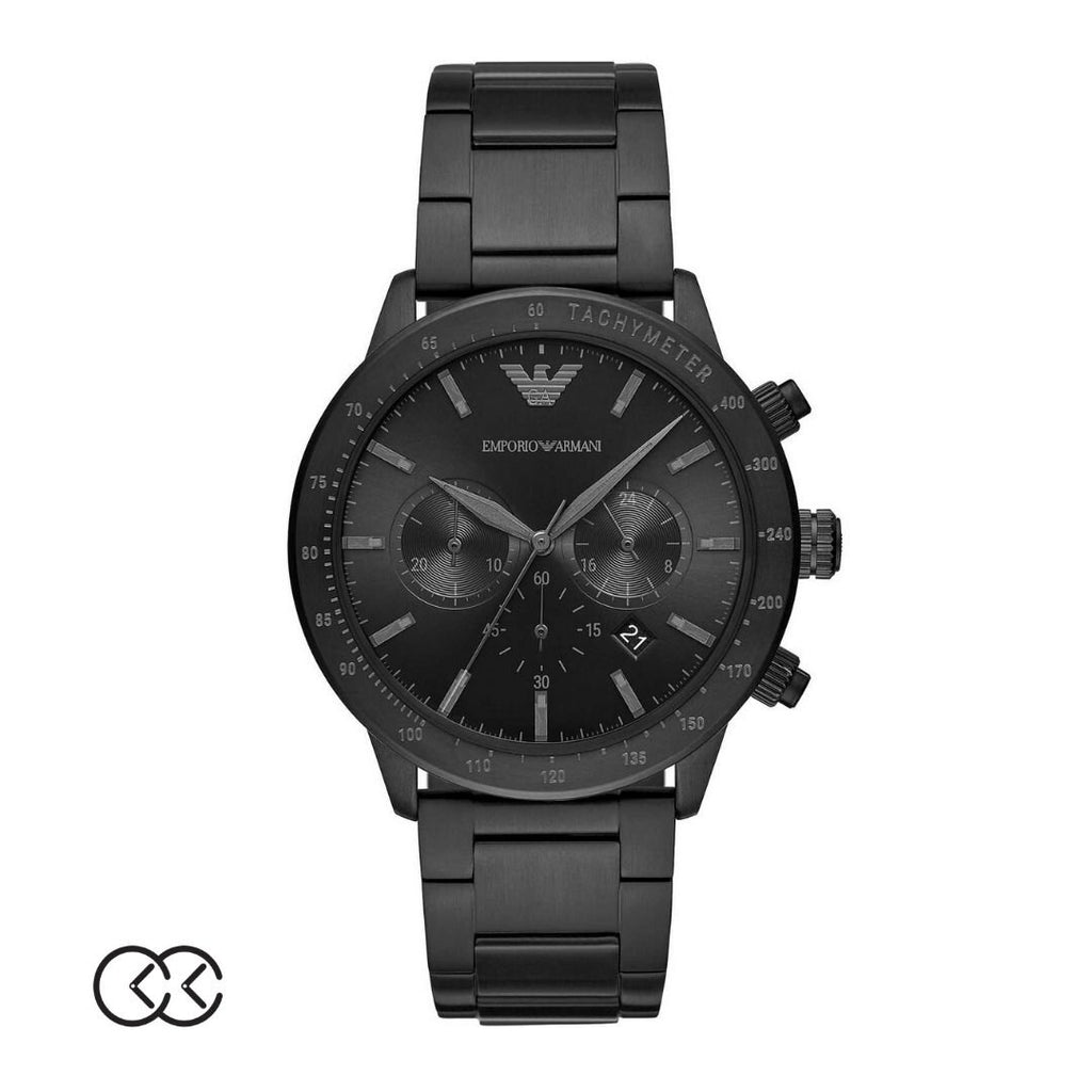 [MEN] Emporio Armani Mario Chronograph Black Stainless Steel Watch [AR11242]