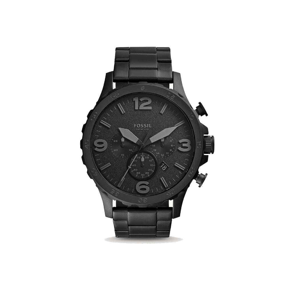 [MEN] Fossil Nate Chronograph Black Stainless Steel Watch [JR1401]