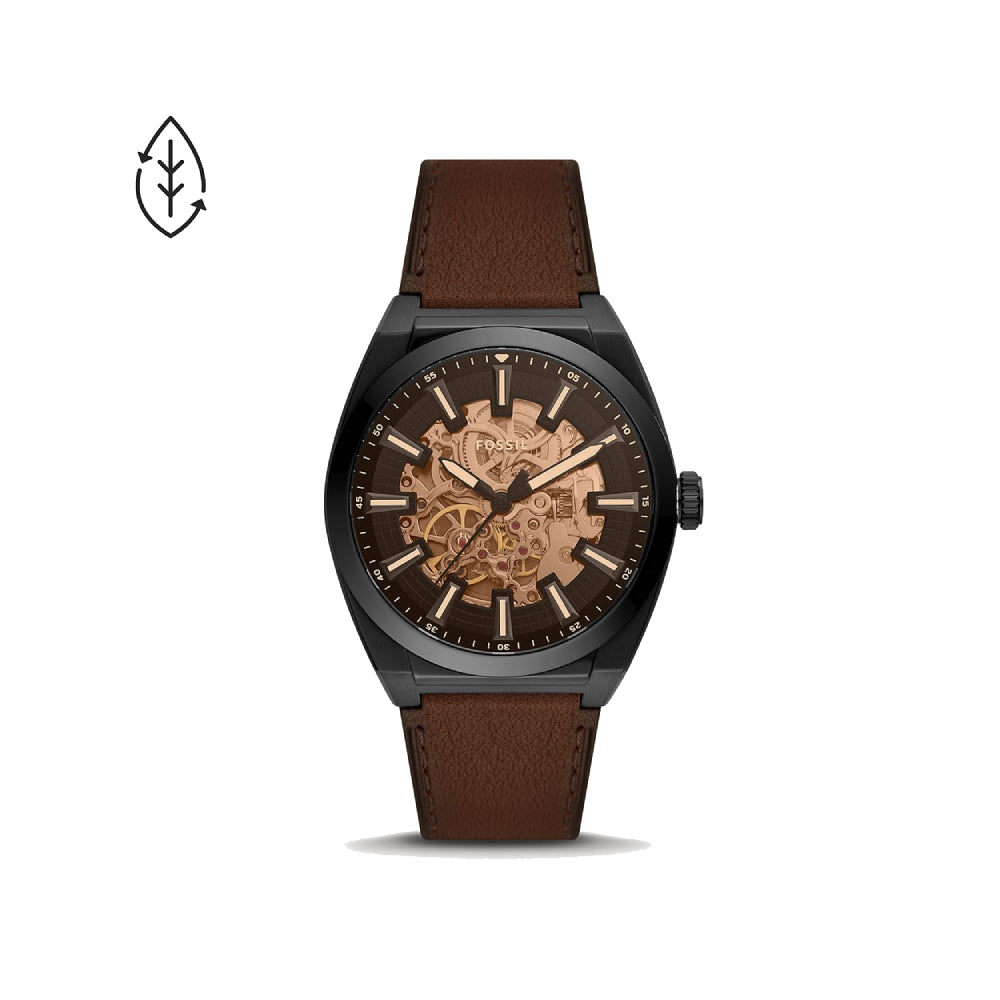 [MEN] Fossil Everett Automatic Dark Brown Eco Leather Watch [ME3207]