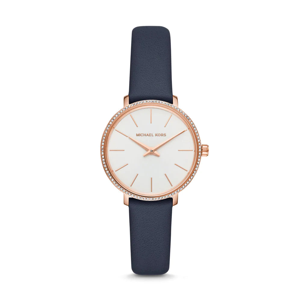 Michael kors blue leather watch Clearance