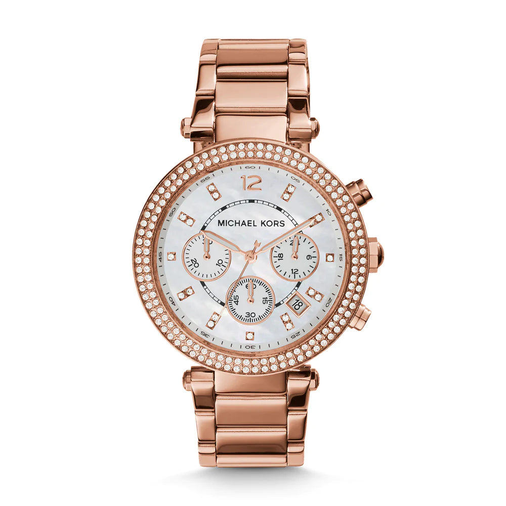 [WOMEN] Michael Kors Parker Chronograph Rose Gold-Tone Stainless Steel Watch [MK5491]