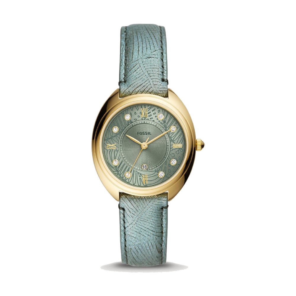 [WOMEN] Fossil Gabby Three-Hand Date Green Leather Watch [ES5163]