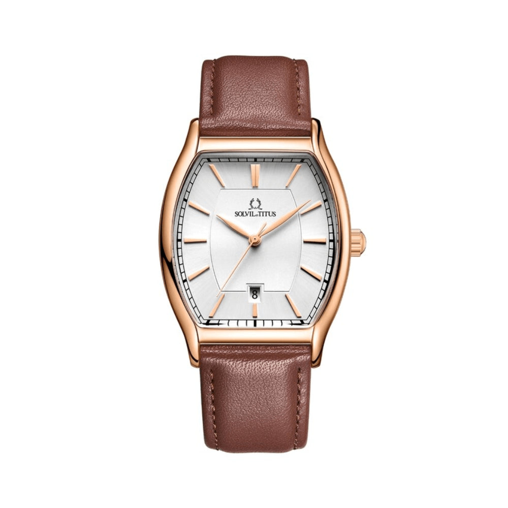 [MEN] Solvil et Titus Barista 3 Hands Date Quartz Leather Watch [W06-02824-008]