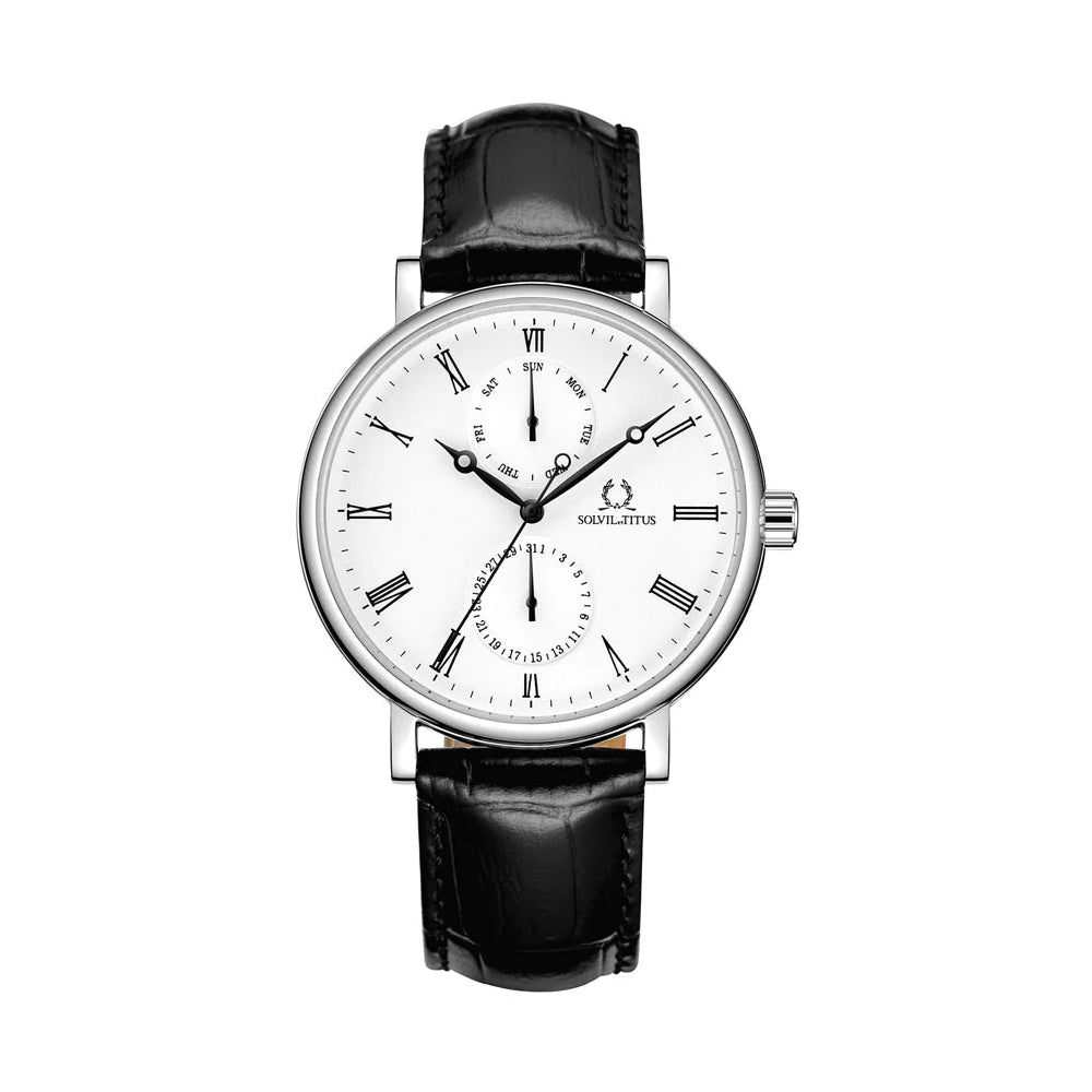 [MEN] Solvil et Titus Classicist 3 Hands Date Quartz Leather Watch [W06-03198-001]
