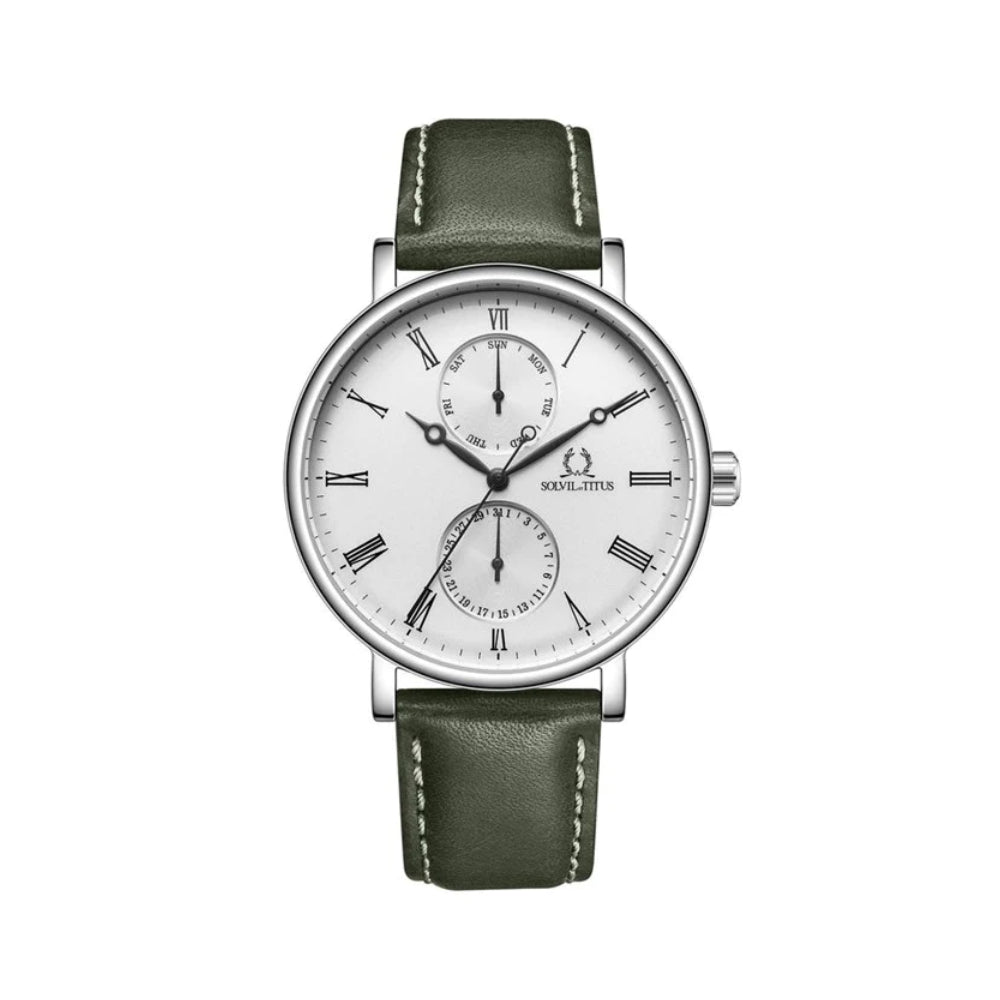 [MEN] Solvil et Titus Classicist 3 Hands Date Quartz Leather Watch [W06-03198-008]