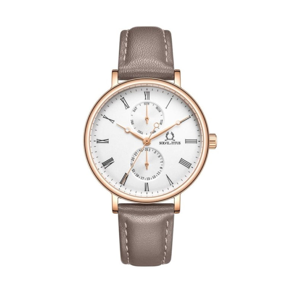 [WOMEN] Solvil et Titus Classicist Multi-Function Quartz Leather Watch [W06-03199-008]