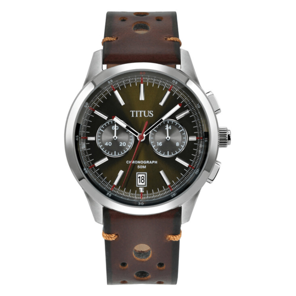 [MEN] Solvil et Titus Bravo Chronograph Quartz Leather Watch [W06-03236-009]
