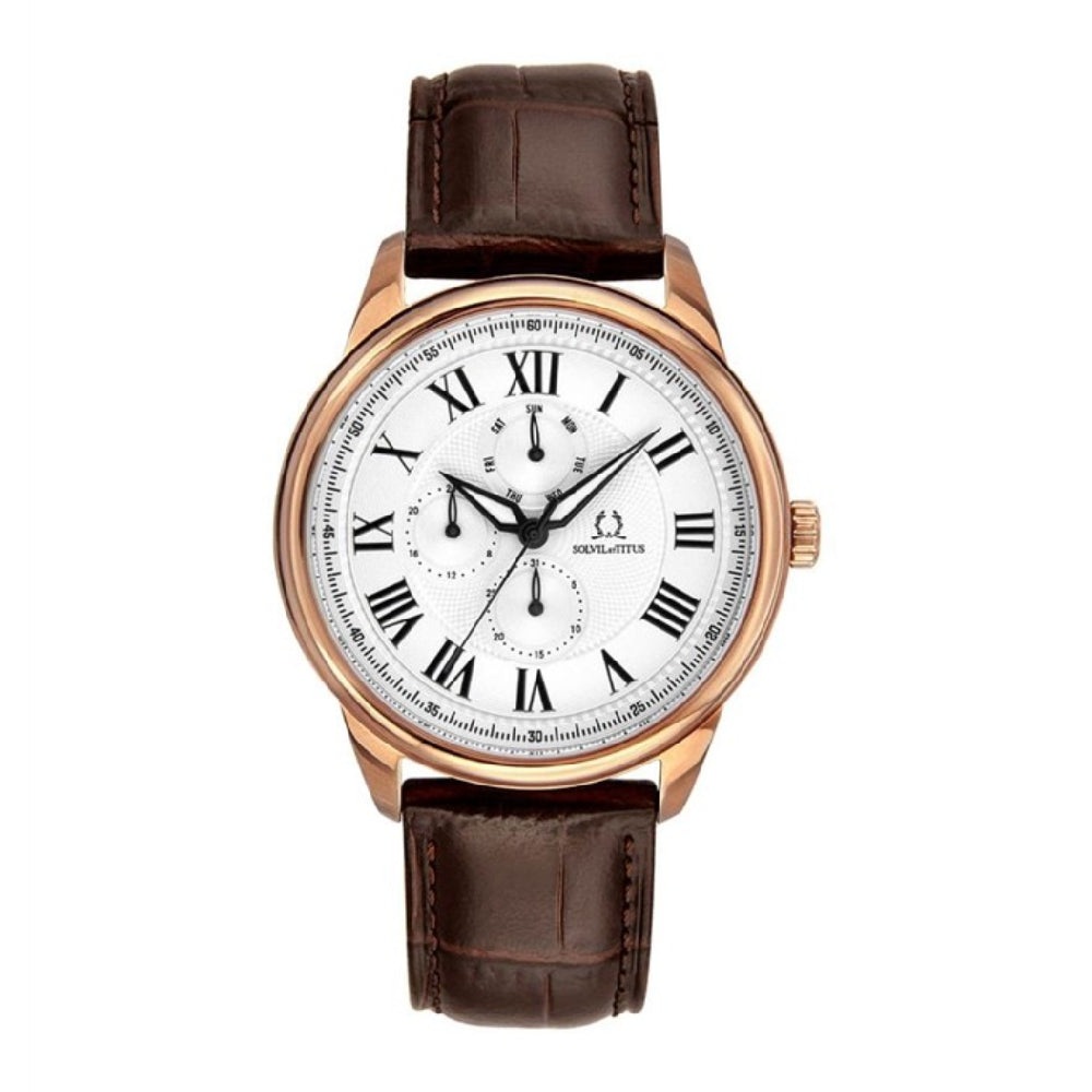 [MEN] Solvil et Titus Classicist 3 Hands Date Quartz Leather Watch [W06-03246-002]