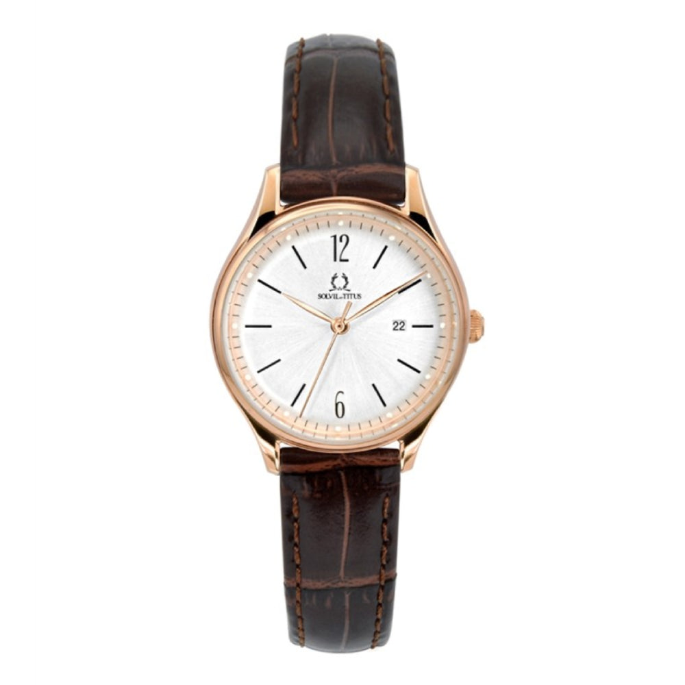 [WOMEN] Solvil et Titus Classicist 3 Hands Date Quartz Leather Watch [W06-03253-002]