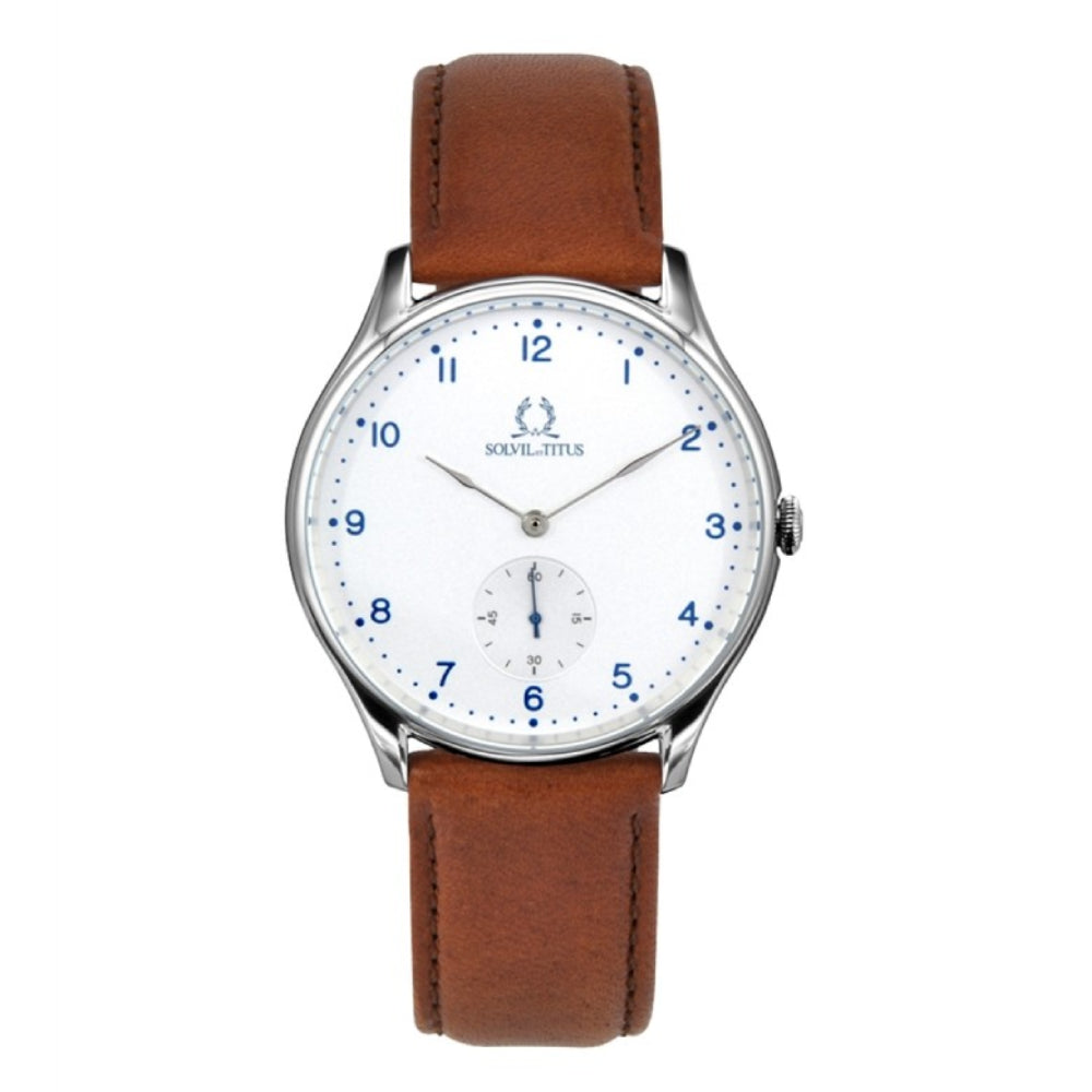 [MEN] Solvil et Titus Classicist 2 Hands Small Second Quartz Leather Watch [W06-03254-002]