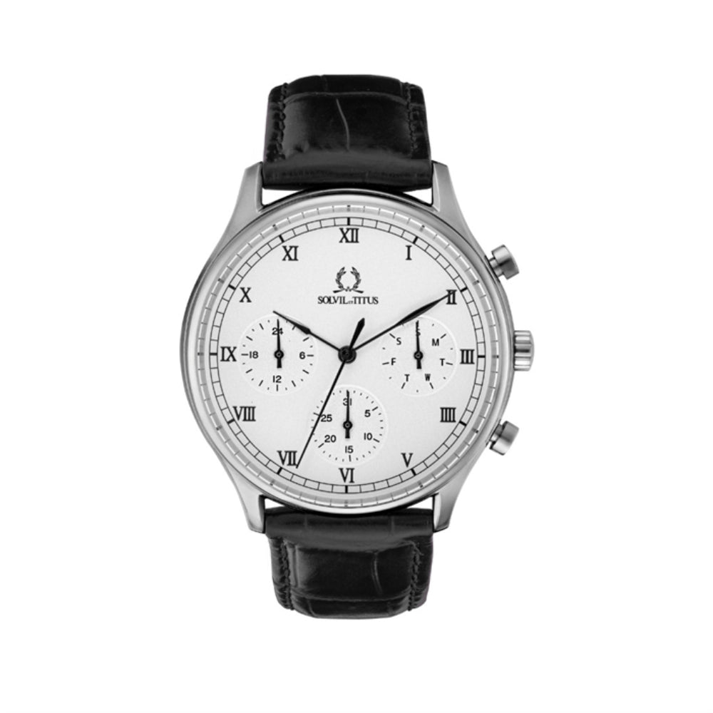 [MEN] Solvil et Titus Classicist Multi-Function Quartz Leather Watch [W06-03256-001]