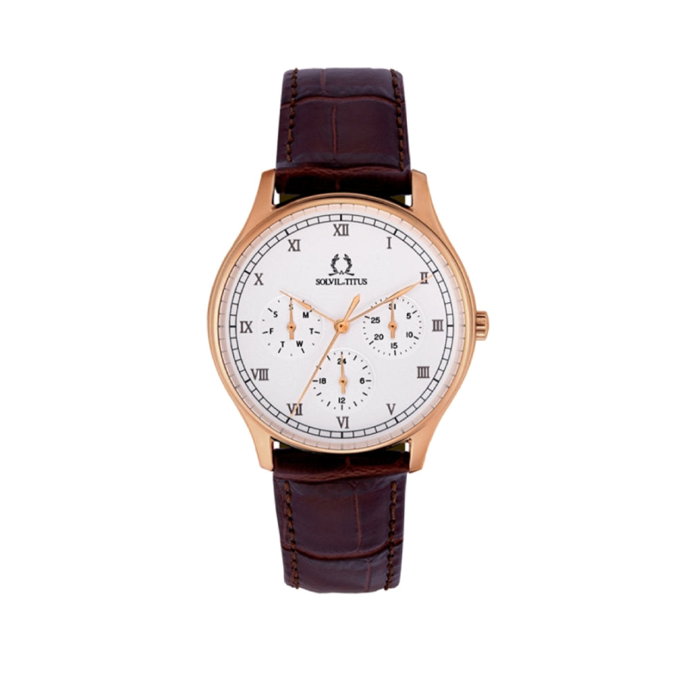 [WOMEN] Solvil et Titus Classicist Multi-Function Quartz Leather Watch [W06-03257-002]