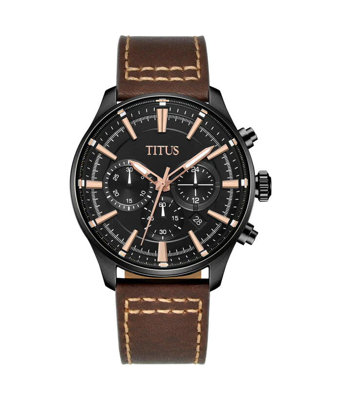 [MEN] Solvil et Titus Saber Chronograph Quartz Leather Watch [W06-03286-011]