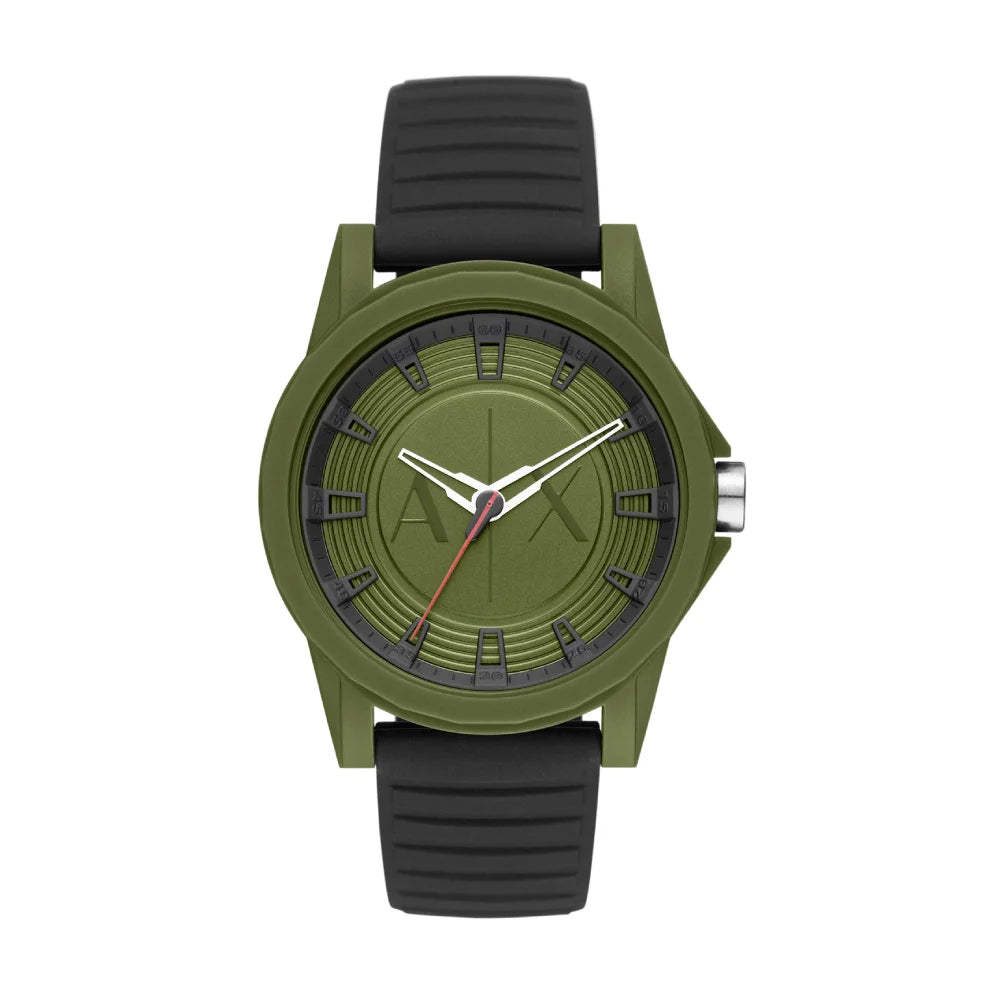 [MEN] Armani Exchange Three-Hand Black Silicone Watch [AX2527]