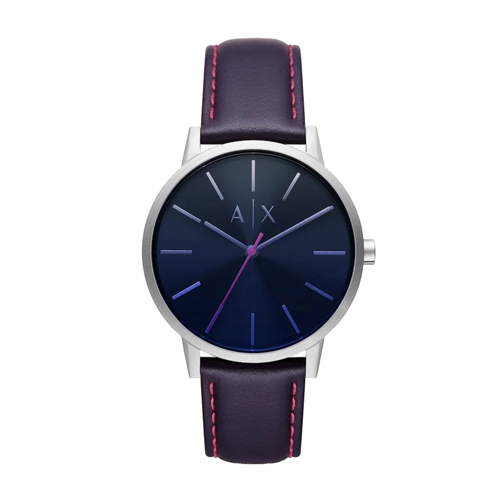 [MEN] Armani Exchange Three-Hand Purple Leather Watch [AX2744]