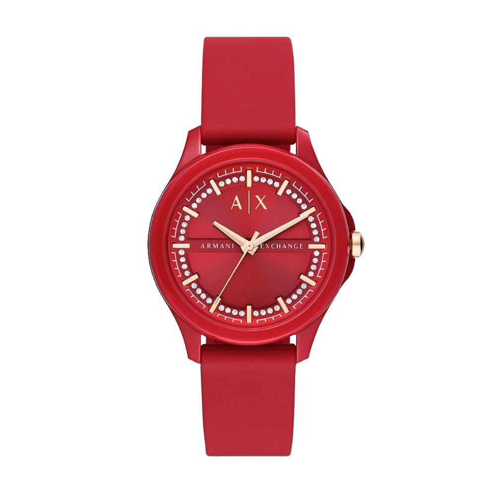 [WOMEN] Armani Exchange Three-Hand Red Silicone Watch [AX5267]